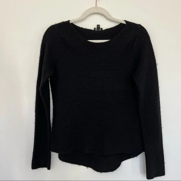 Women’s Long Sleeve Black Cashmere Shirt - Picture 2 of 4